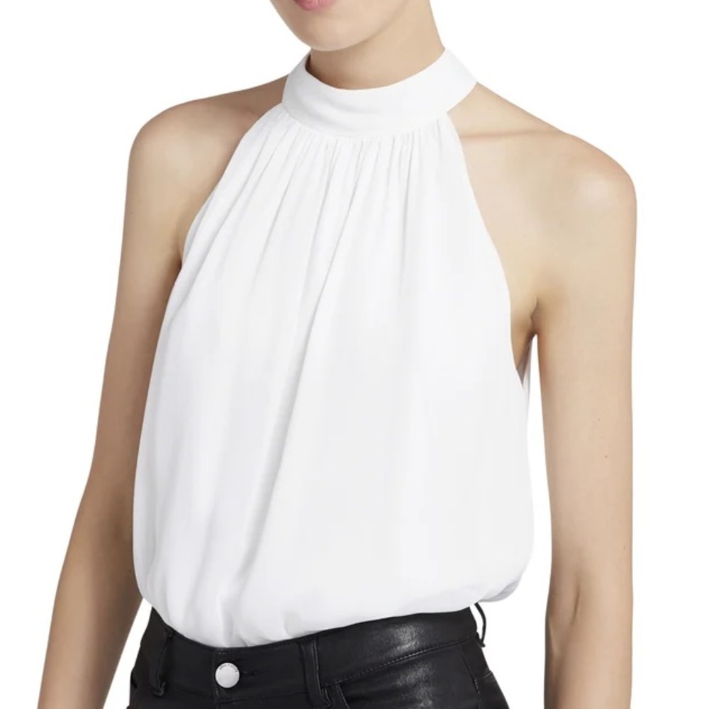 Alice + Olivia Maris White Halter Top Small